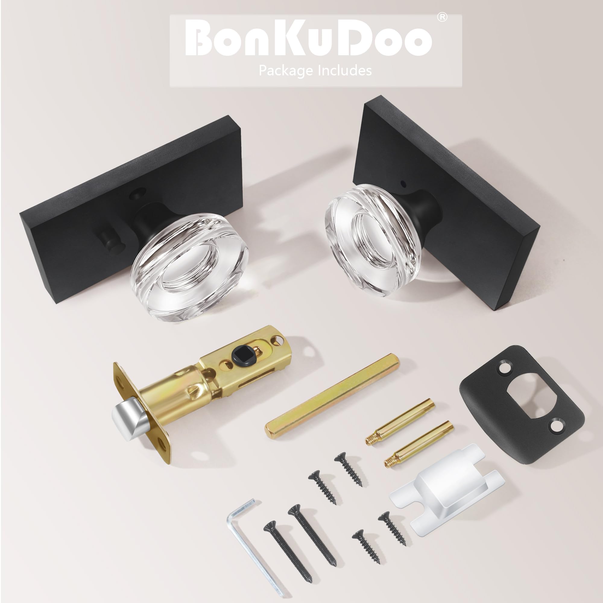 Black Glass Door Knobs with Lock - Privacy & Style -7