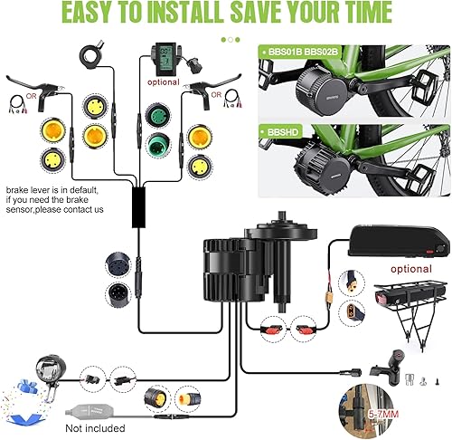 Miniatura 3 de Velocímetro Bafang BBSHD, BBS02B, eléctrico, para motor de bicicleta, 1,000 vatios, 750 vatios, 500 vatios, kit de conversión para bicicleta