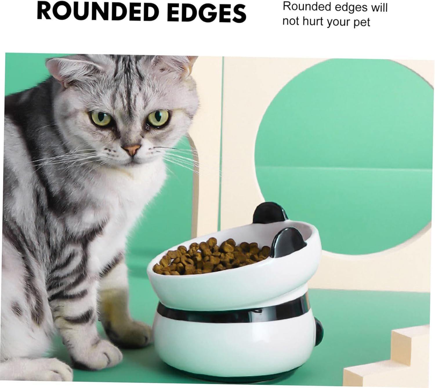 Elevated Ceramic Cat Bowl with Tilted Design Comfortable Feeding for Kittens and Cats Non-Slip Base Easy to Clean for Healthy Mealtime