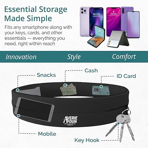 Miniatura 2 de Cinturón ligero para correr con bolsillos ocultos, antideslizante y resistente al sudor. Ideal para llevar teléfono, llaves, tarjetas y dinero en