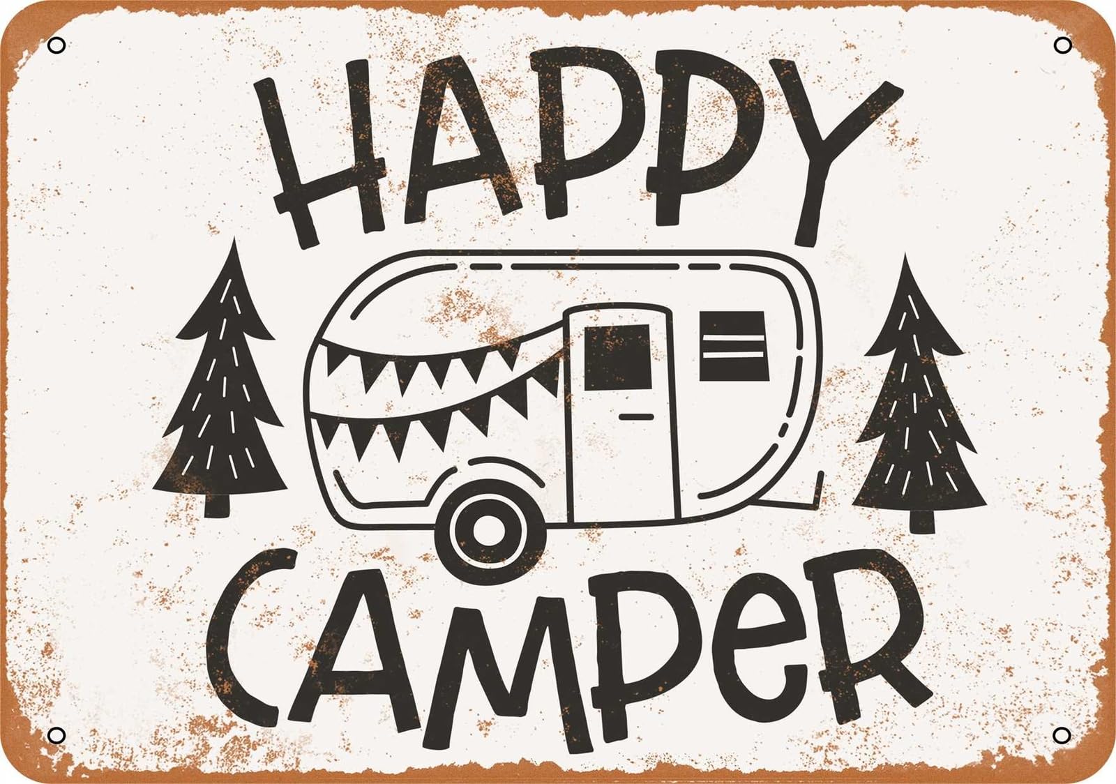 Miaomansenstore Metal Sign - Happy Camper - Vintage Look Home Decor