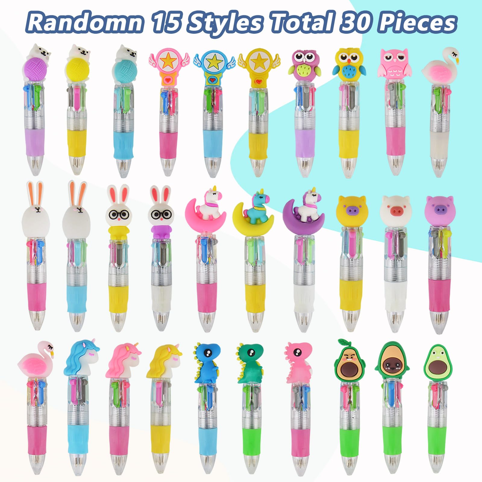 Xndryan Party Bag Fillers for Kids 32Pcs Mini Pens Multi-Coloured Ballpoint Pen Cute Pens for Kids Party Favours School Prizes Class Gifts for 30 Children - Image 2