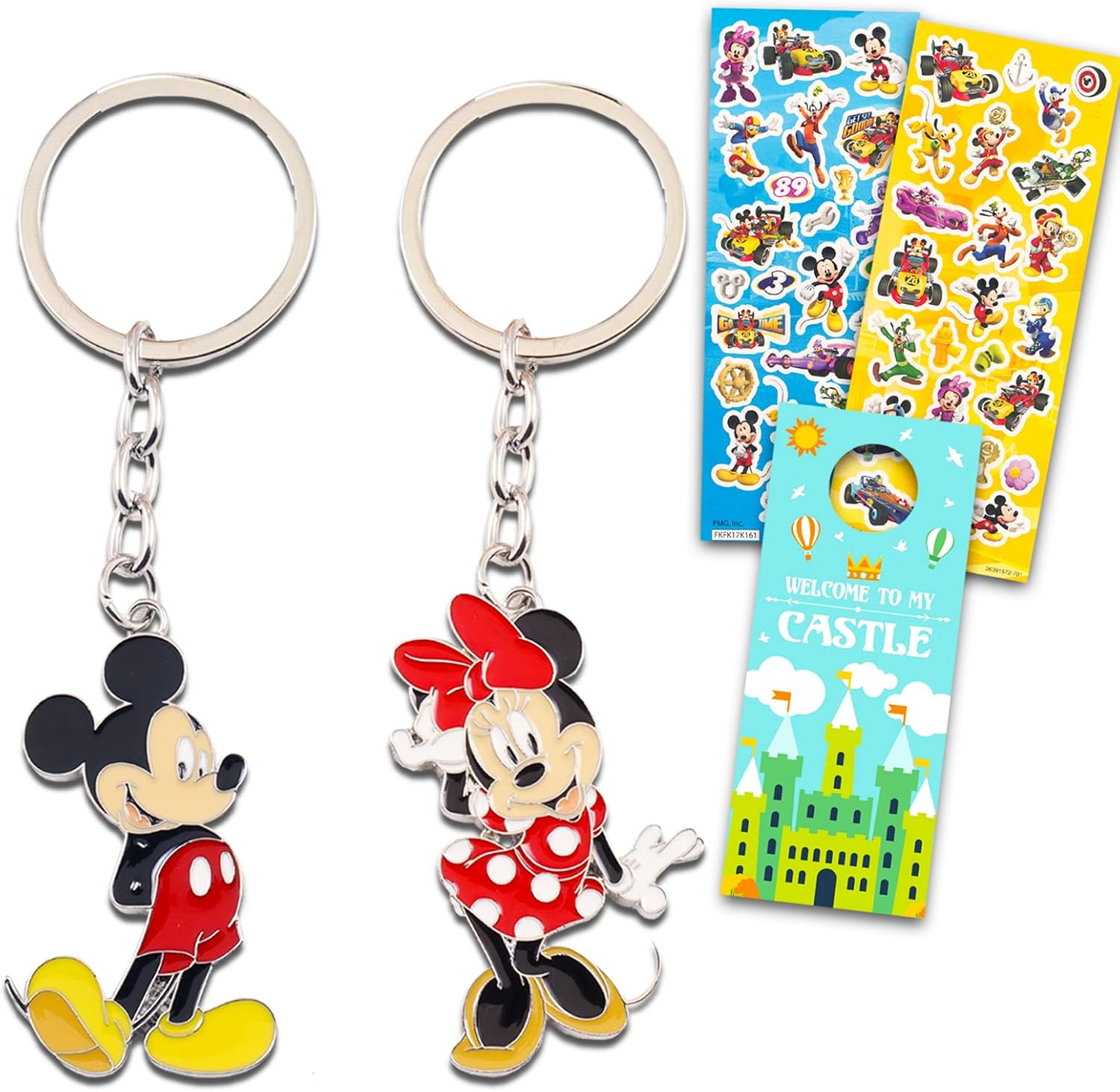Disney Mickey y Minnie Mouse - Juego de llaveros de Disney de 2 piezas con Mickey y Minnie para niños hombres mujeres más calcomanías y más Mickey y