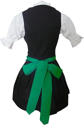 Miniatura 3 de Mini vestido dirndl bávaro, blusa drindle con delantal, tallas 4 a 22, Di06 (3piezas), VerdeNegro