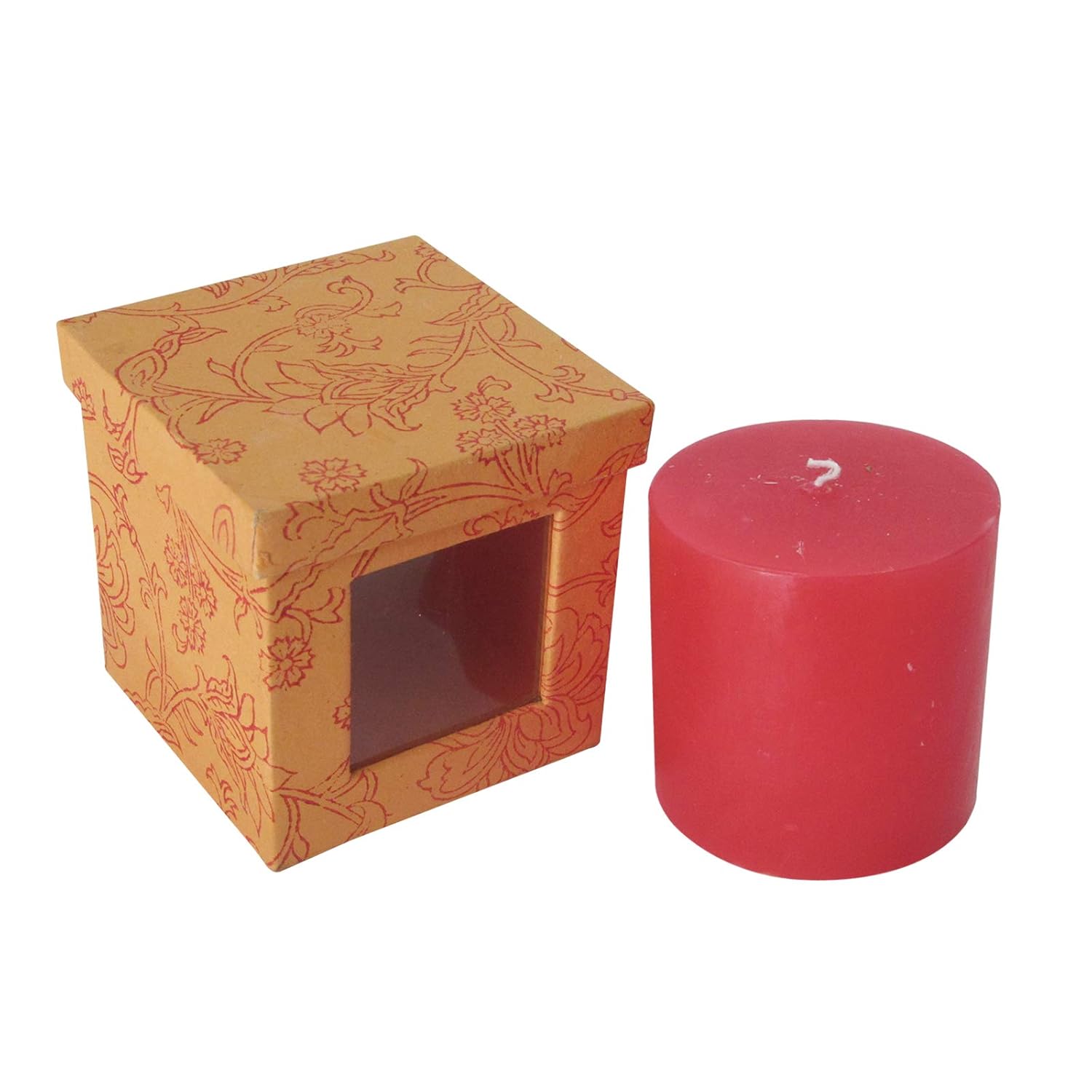 Indha Rose Scented Paraffin Wax Pillar Candle Amazon.in Home & Kitchen