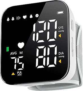 Blood Pressure Monitor Rechargeable Wrist Blood Pressure Cuff Adjustable Digital BP Machine 2x90 Readings Voice Broadcast Backlit Display for Home Use with Carrying Case