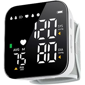 Blood Pressure Monitor Rechargeable Wrist Blood Pressure Cuff Adjustable Digital BP Machine 2x90 Readings Voice Broadcast Backlit Display