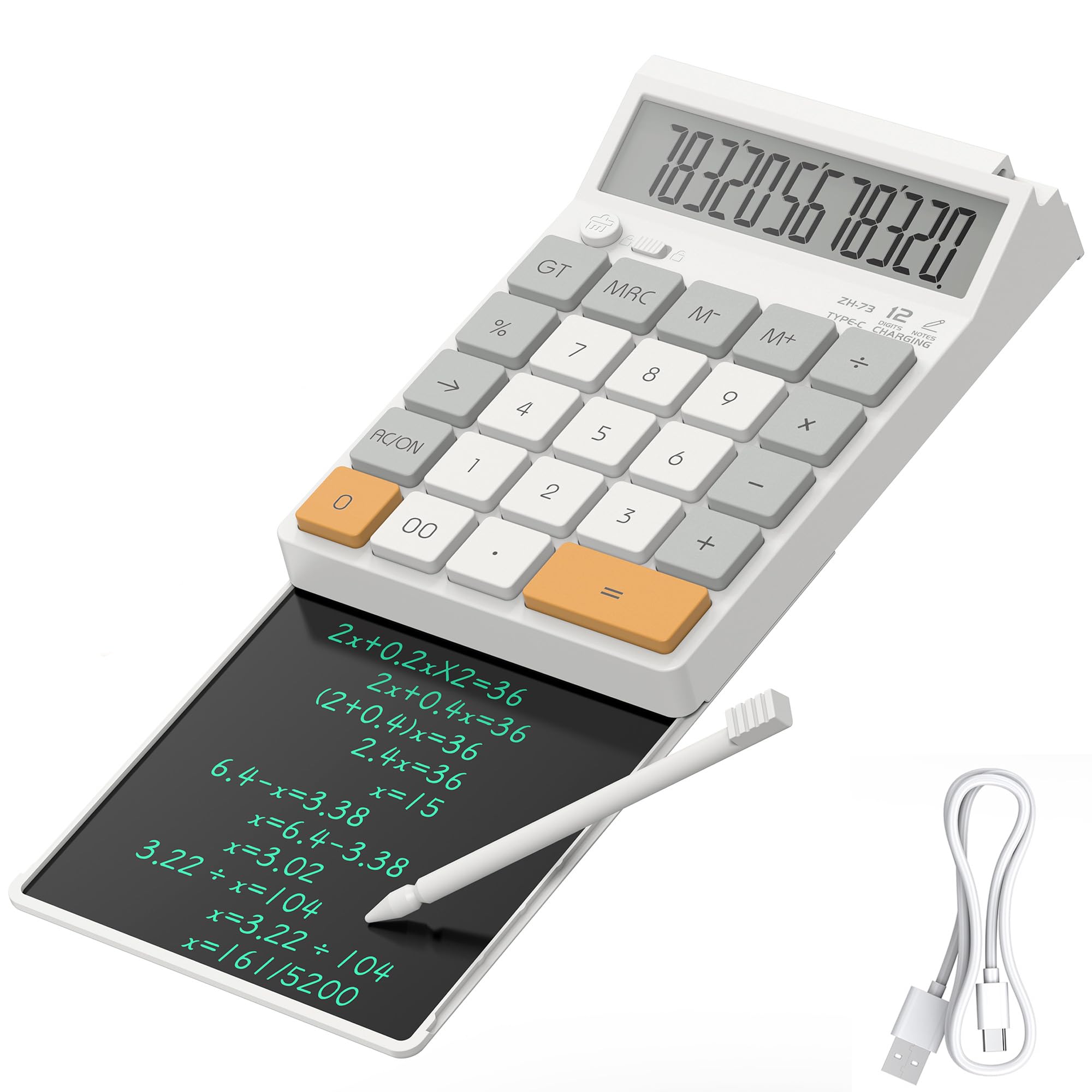 Calculadoras de escritorio con bloc de escritura, pantalla grande de 12 dígitos, ángulo de visión ergonómico de 45°.