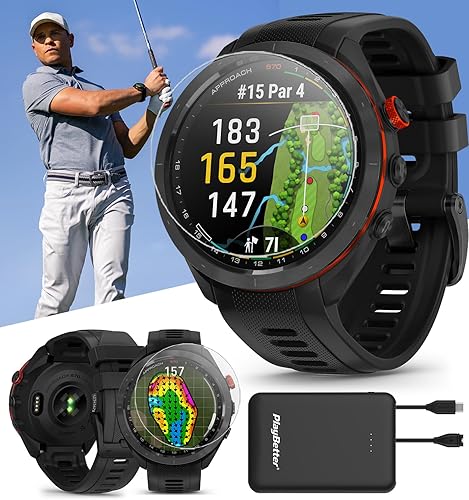 Miniatura 2 de Reloj GPS de golf Garmin Approach S70 (negro, 47 mm)  Smartwatch premium con pantalla AMOLED, caddie virtual y distancia de juego  Paquete con