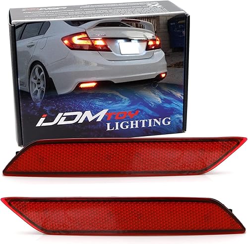 Miniatura 10 de iJDMTOY Lentes ahumadas 60-SMD LED Reflector de parachoques compatibles con Honda Civic Sedan 2013-2015, funciona como faros antiniebla traseros,