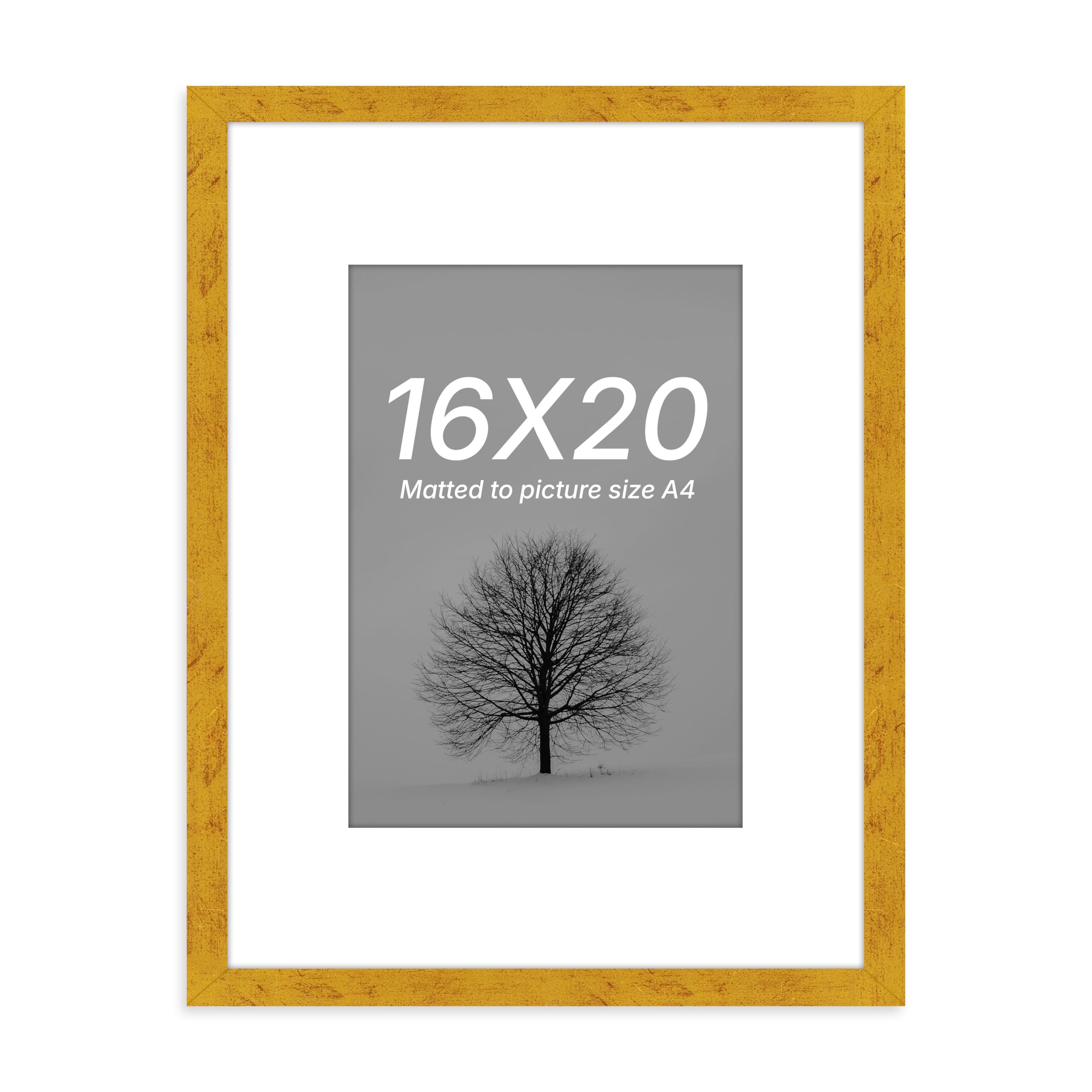 Art Street Synthetic Document Large Size Wall Photo Frame, Big Frames For Wall Artwork, Certificates, Picture & Photographs Home Decor (16x20 Inch, Matted To: 8x12-A4 Inch, Gold)