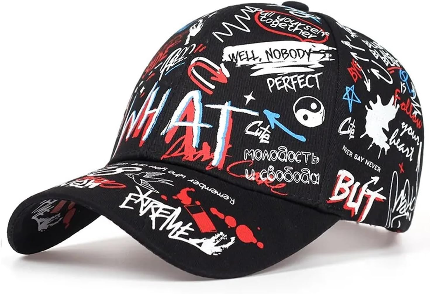 1 x Korea Graffiti Fashion Hipster Hat Personality Trend Men and Women Baseball Caps Hip Hop Caps