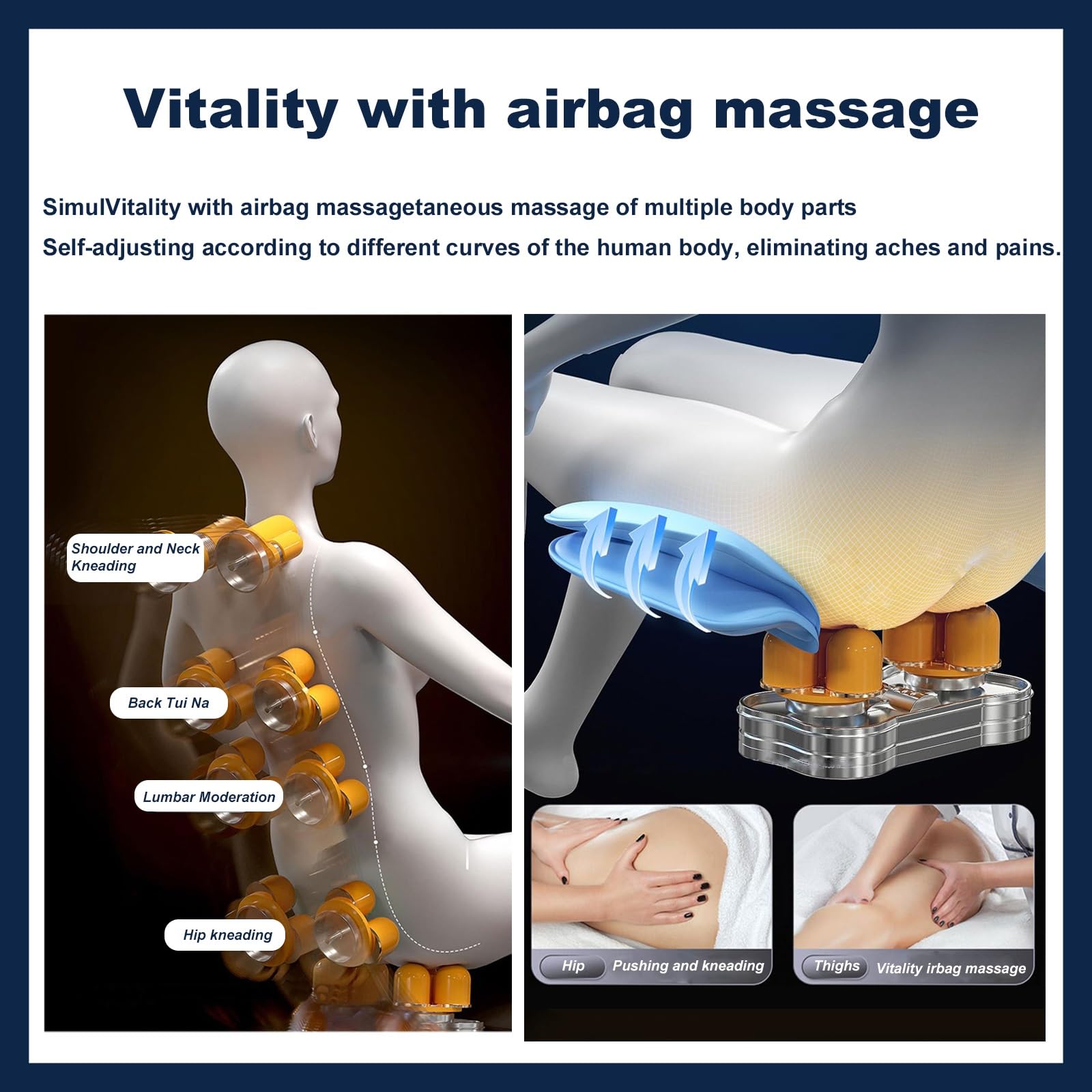 Sillón de Masaje de Gravedad Cero, Carril SL con Calefacción por Airbag en Todo El Cuerpo Reclinable Ergonómico Puede Ser Utilizado como Un Regalo para La Oficina En Casa(Noir)