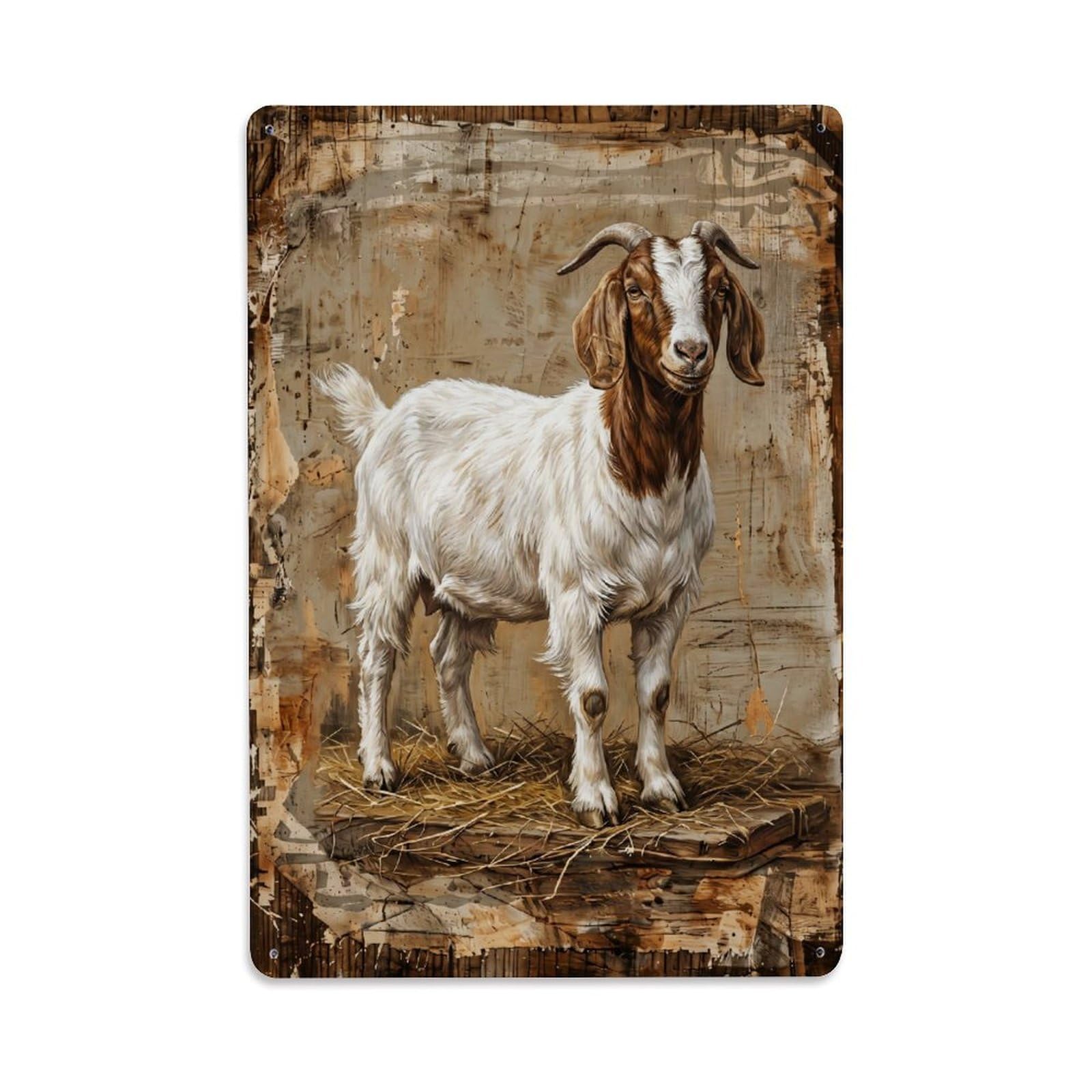 Boer Goat Farm Meat Animal Barn Vintage Metal Tin Sign Plaque Wall Decor for Cafe, Club, Garden Metal Poster 8x12Inch