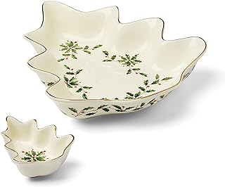 898187 Holiday Tree Chip & Dip Set, Christmas Dishes, Festive Serveware