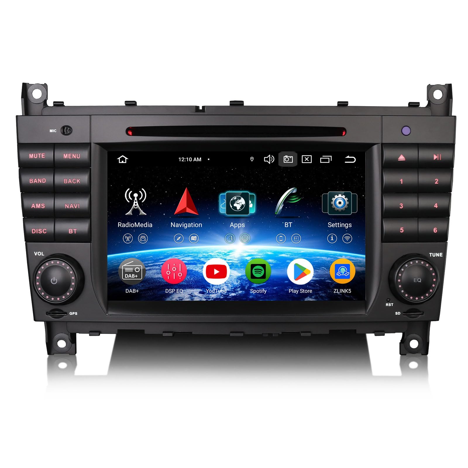 Erisin 7 Zoll 8-Kern 4GB RAM+64GB ROM Android 16 Autoradio GPS Navigation Für Mercedes Benz C Klasse W203 G Klasse W463 Kabelloses CarPlay Android Auto Bluetooth DSP WiFi CD DVD DAB+ RDS USB Canbus