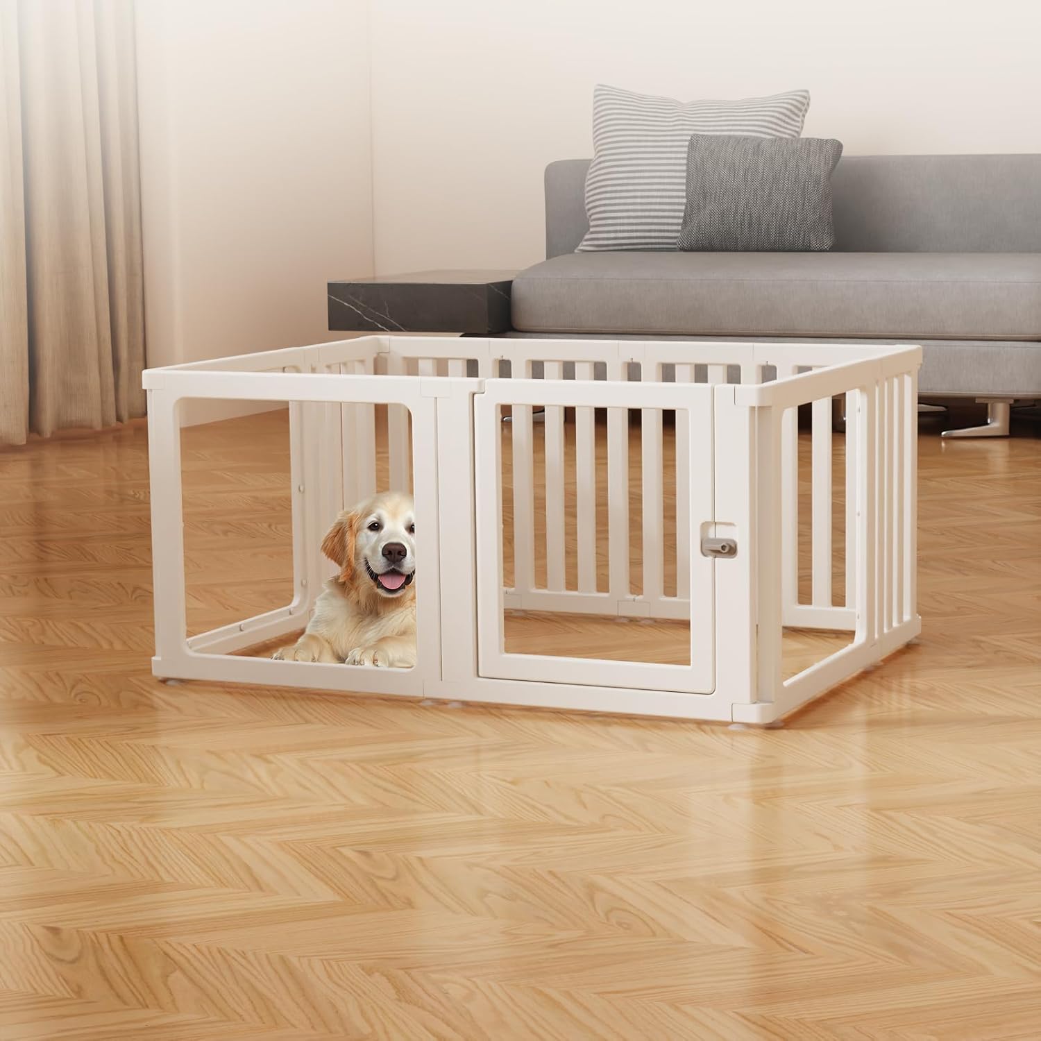 10 Pcs DIY Plastic Acrylic Dog Playpen with Clear Dog Gate, Clear Acrylic Dog Playpen for Indoor Easy to Assemble and Disassemble?23.6" Height 10pcs 23.6" Height