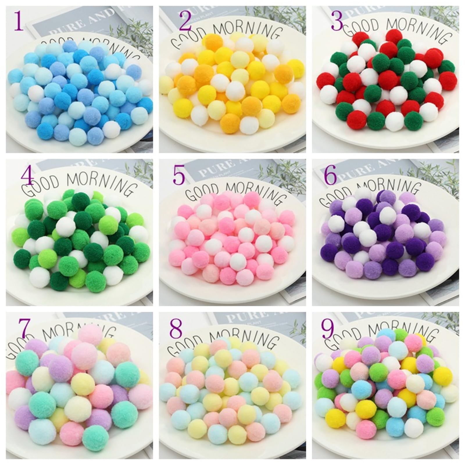 1000 Stück Mini Pompons Zum Basteln Filzkugeln Bunt Verschiedene Größen Bommeln Zum Basteln Pastell Wattekugeln Pompoms Bunte (13,30mm)