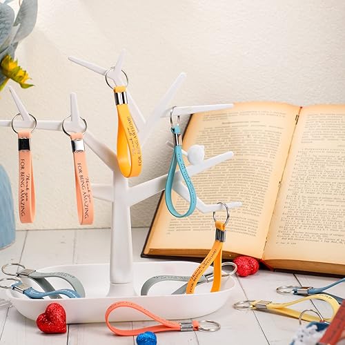 Miniatura 5 de Nosiny 30 llaveros de agradecimiento a granel, regalo de agradecimiento a los empleados, llavero de silicona inspirador para compañeros de trabajo,