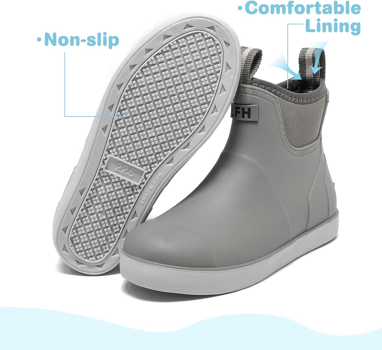 Kids Deck Boots Boys Rain Boots Girls Rubber Ankle Boots Water Shoes, Non-slip Waterproof Outdoor Fishing Shoes for Childs School Play Footwear