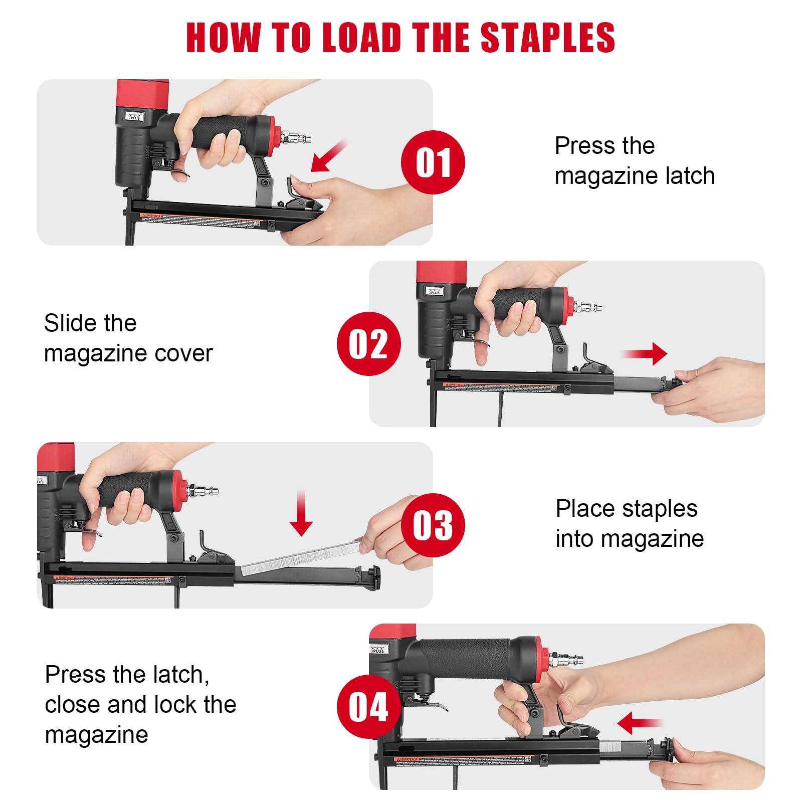Pneumatic Staple Gun 22 Gauge - Upholstery Air Stapler For 1/4 To 5/8 Inch Staples, Low Jam Rate