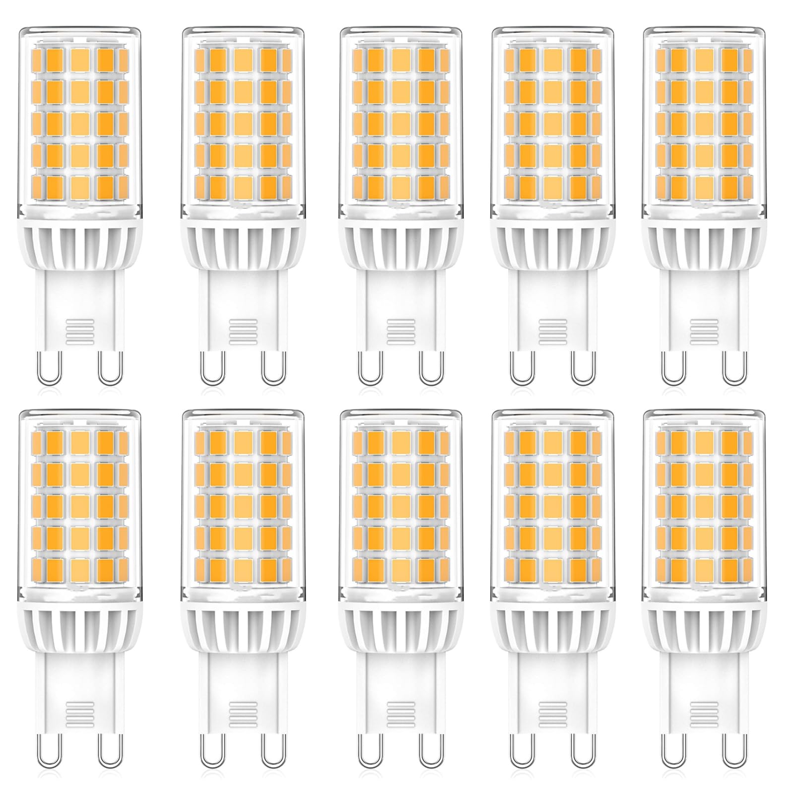 WULUN G9 LED Bulbs, 5W 500LM, Warm White 3000K, Equivalent to 50W Halogen Bulb, Non Dimmable, No Flicker, AC 230V Energy Saving Light Bulbs for Chandeliers Home Lighting Decor 10-Pack