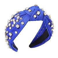 Vista 8 de Diadema anudada de cristal para mujer, diadema con nudo superior ancha, diadema de moda para mujer, accesorios para el cabello (rosa)