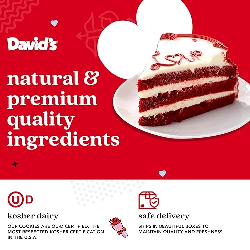 Miniatura 6 de David's Cookies Pastel de Amor de Terciopelo Rojo de 10" - Pastel en Capas Húmedo Horneado Decorado a Mano con Relleno Cremoso - Increíble Regalo de