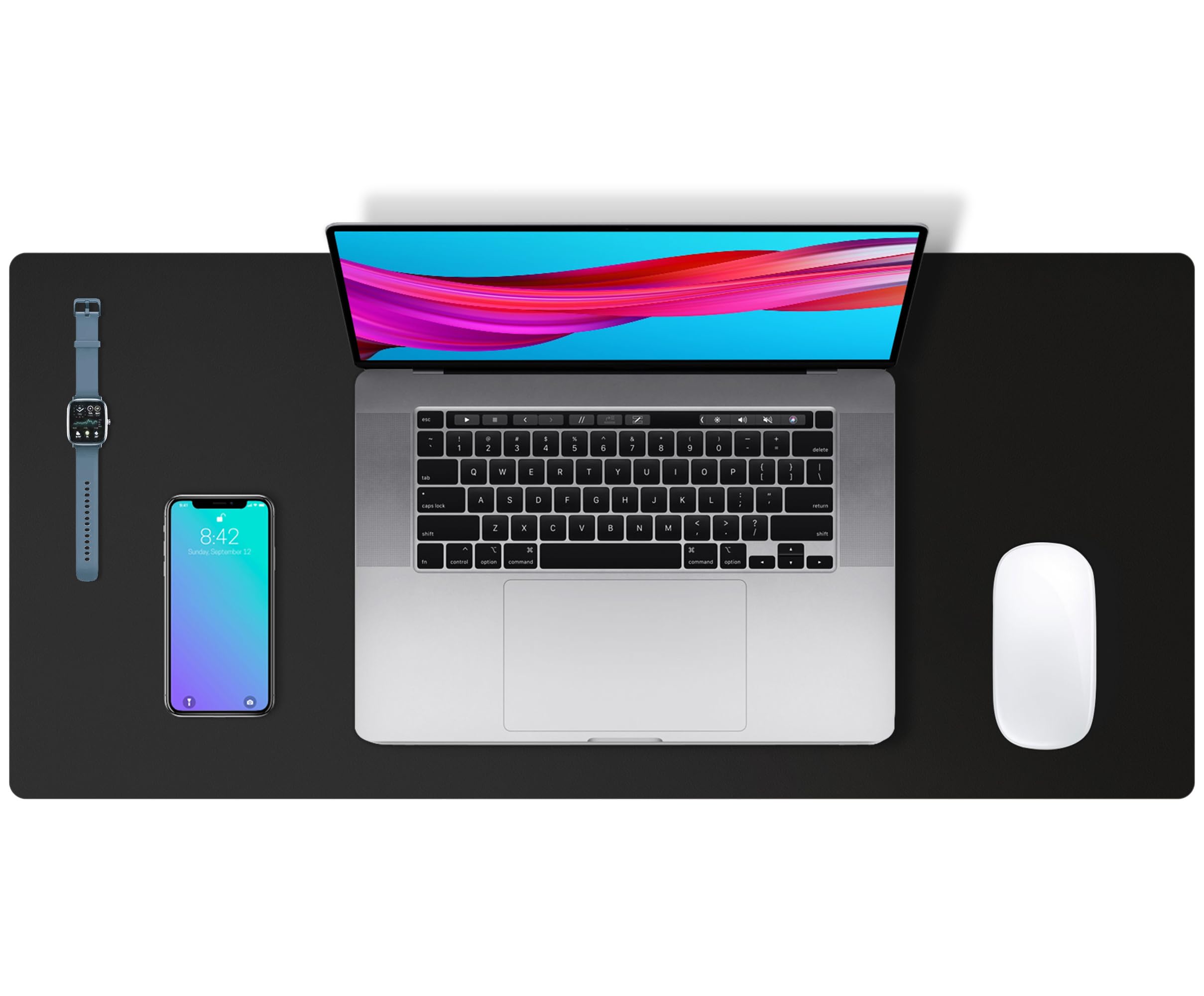 AothiaLeather Mouse Pad Protector,Mouse Pad,Office Mouse Mat, Non-Slip PU Leather Desk Blotter,Laptop Desk Pad,Waterproof Mouse Writing Pad for Office and Home（Black Size:60x35cm ）