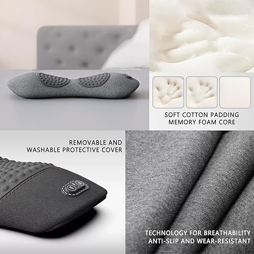 Miniatura 6 de Masajeador de espalda suave de triple fusión con calor, masajeador de cuello, hombros y espalda con calor, tejido profundo cuello hombros para