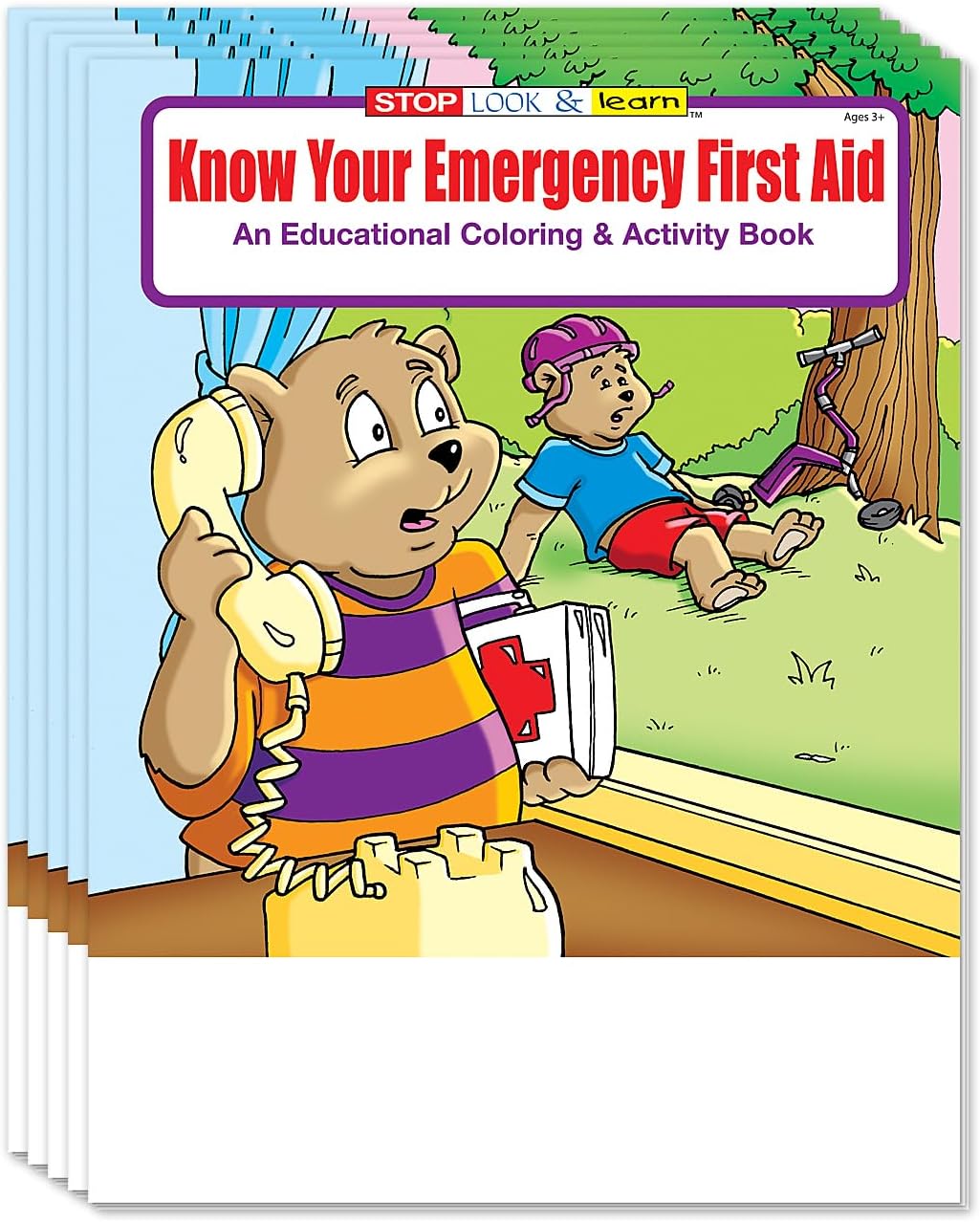 ZOCO – Know Your Emergency First Aid Coloring & Activity Books (25 Bulk Pack, Without Crayons) – Educational Safety Handout – EMS Gifts for Kids