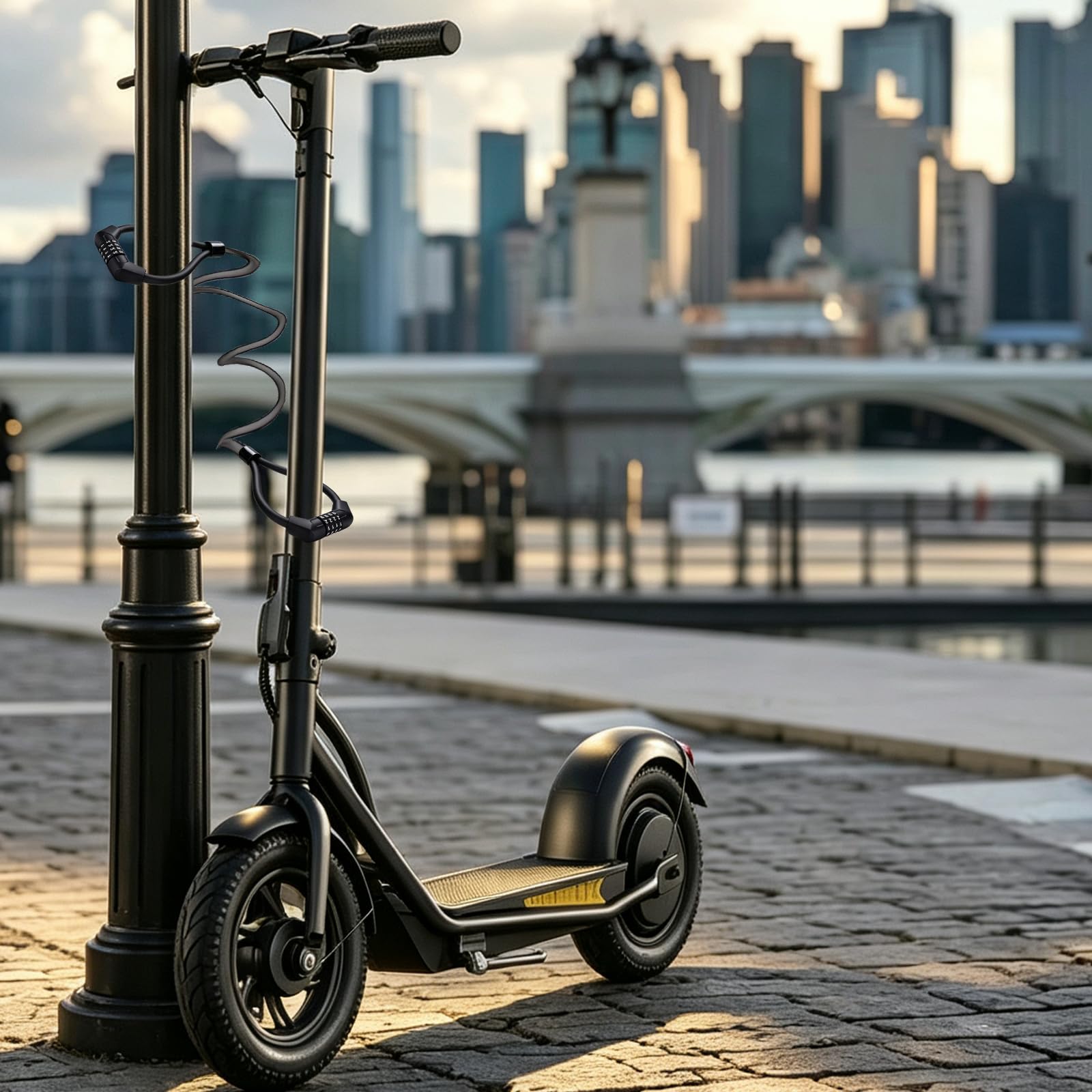 E Scooter Schloss mit Tasche, E Roller Schloss mit 4-Stellig Zahlencode