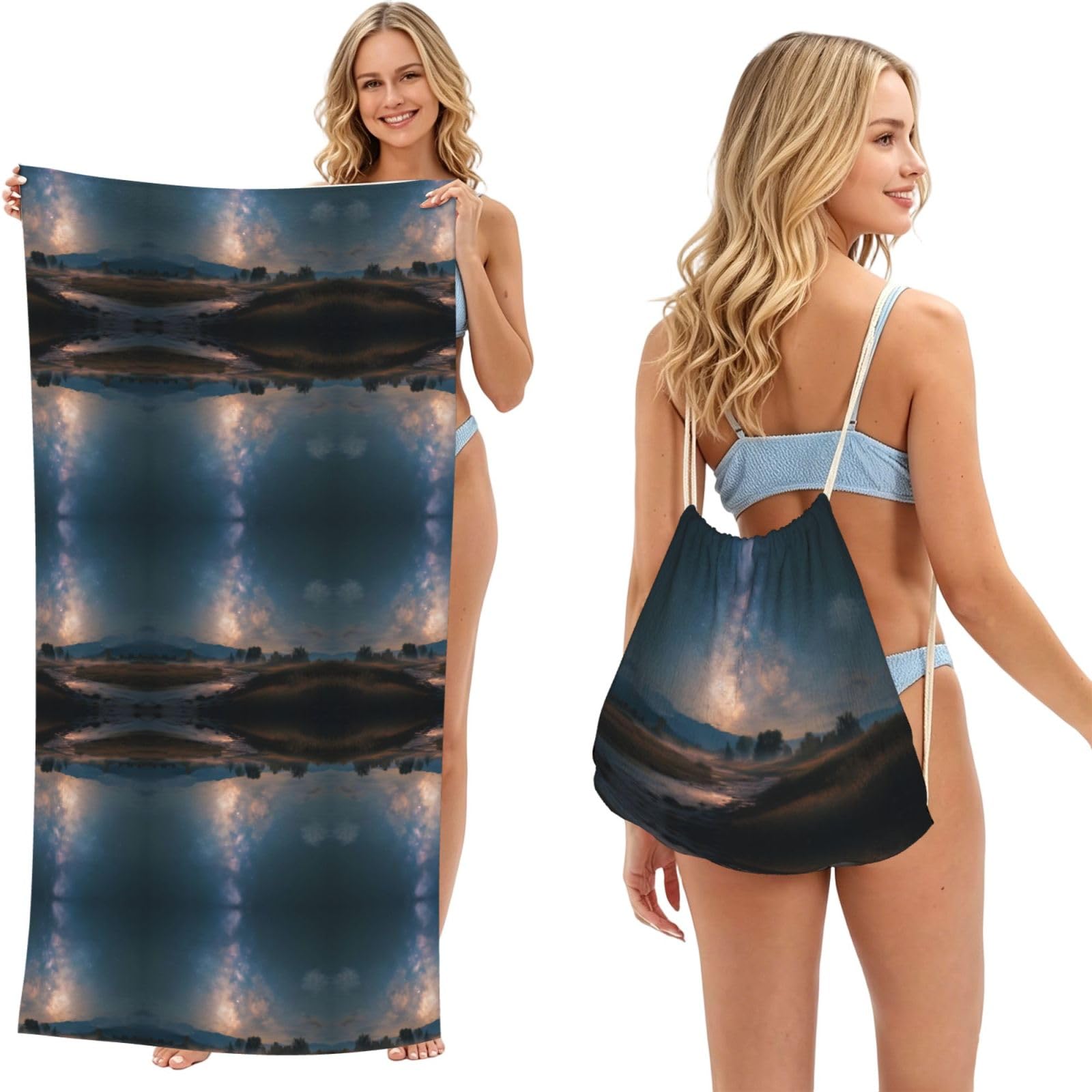 Sac multifonction à motif de bateau et grande serviette de plage légère d'été
