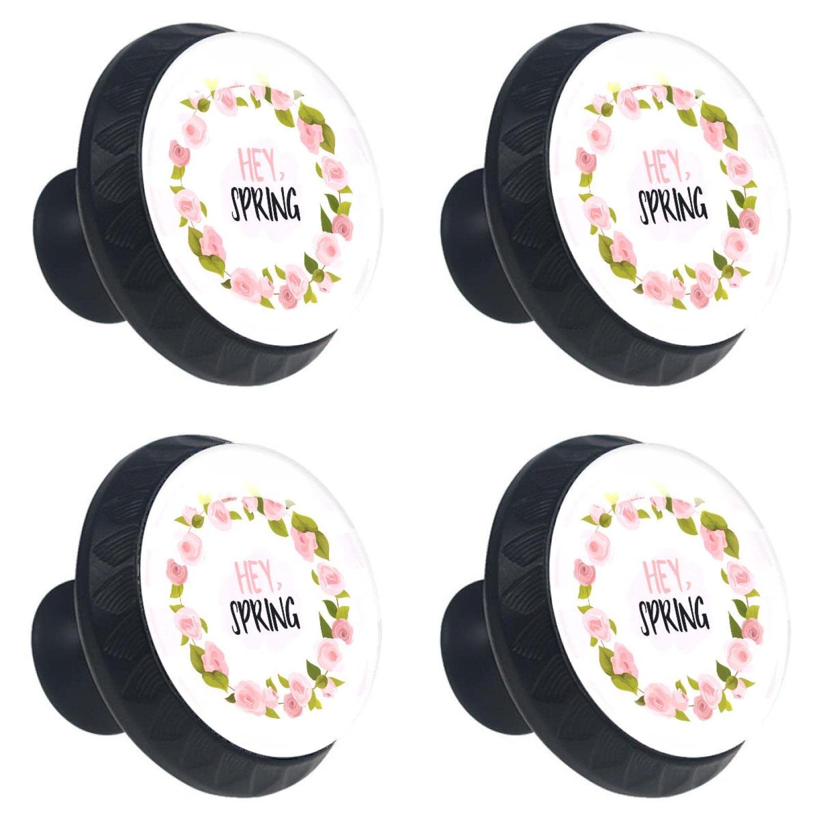 Boutons de tiroir à ressort fleur rose lot de 4 pour placard