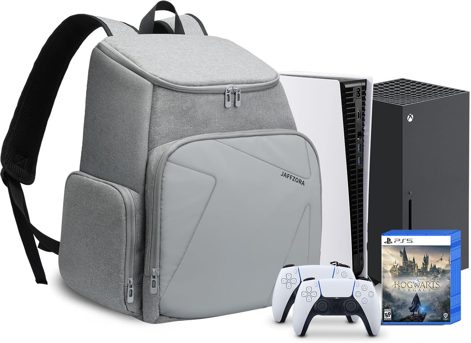 Travel Bag Compatible with PS5 SlimPS5Xbox OneXbox One XXbox One SPS4PS4 ProPS4 Slim, Carrying Case fits for 15.6 Laptop and Gaming Accessories, Portable Console Travel Backpack, Grey