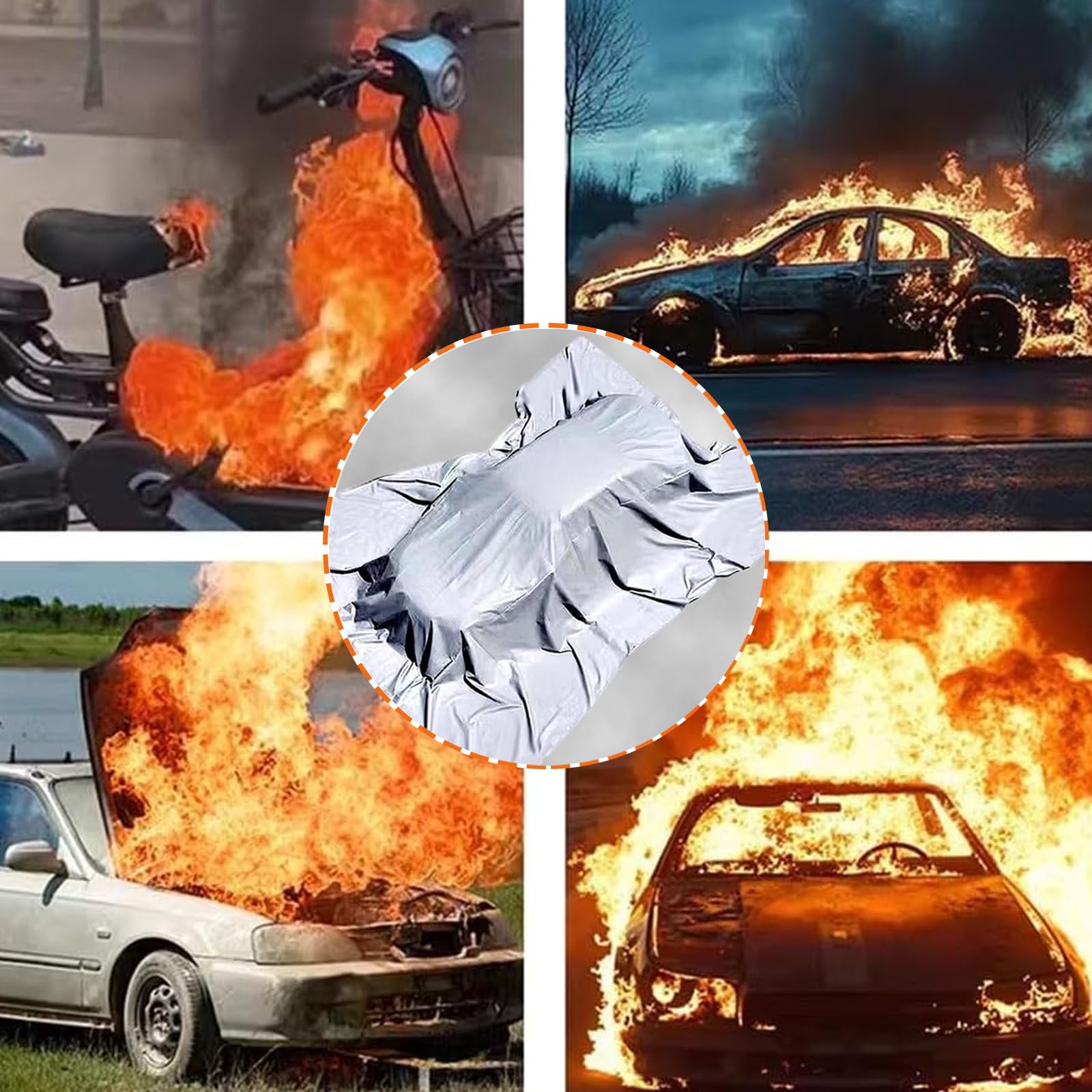 Manta grande de emergencia contra incendios, manta extintora para coche, cubierta de lona ignífuga de silicona con bolsa de transporte