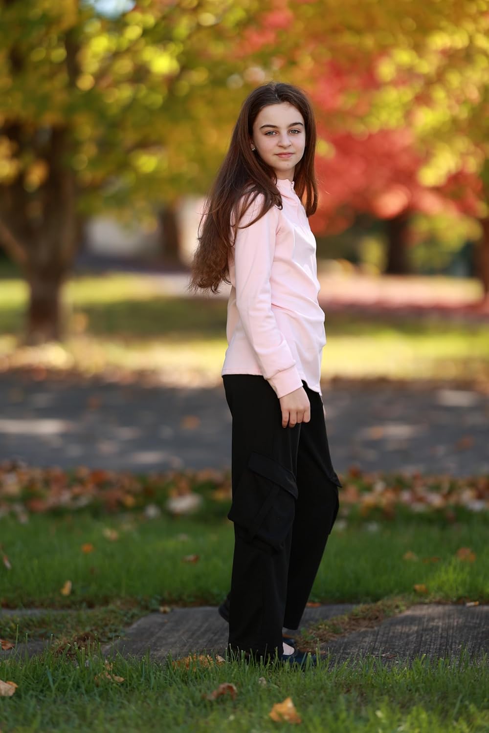 Girls Sweatpants Kids Wide Leg Baggy Athletic Joggers Teen Drawstring Loose Sweat Pants Girls Cargo Pants with Pockets 7-14Y - Image 4