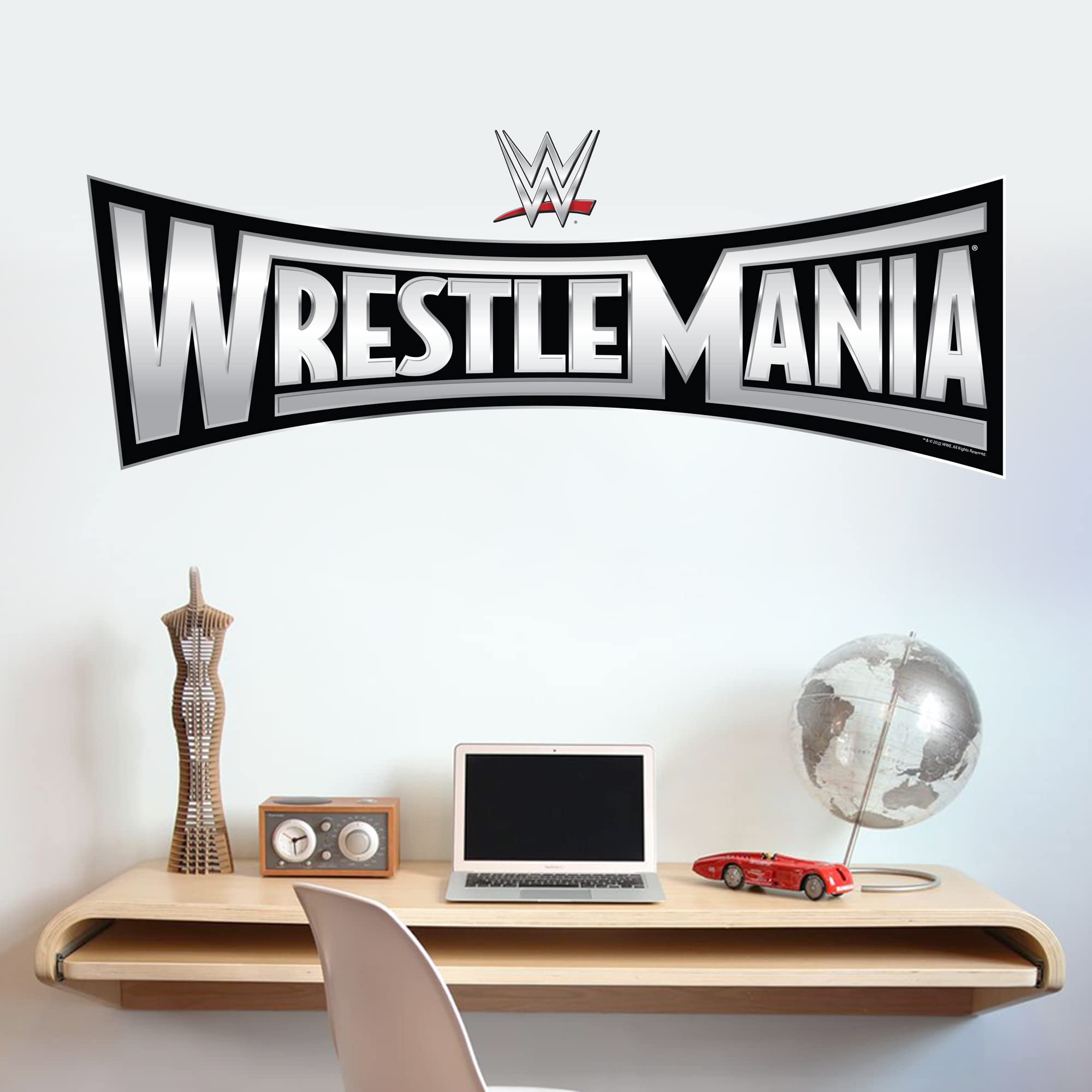 WWE Wall Sticker - Wrestlemania Logo Wall Decal Wrestling Mural Art (90cm Width x 35cm Height)