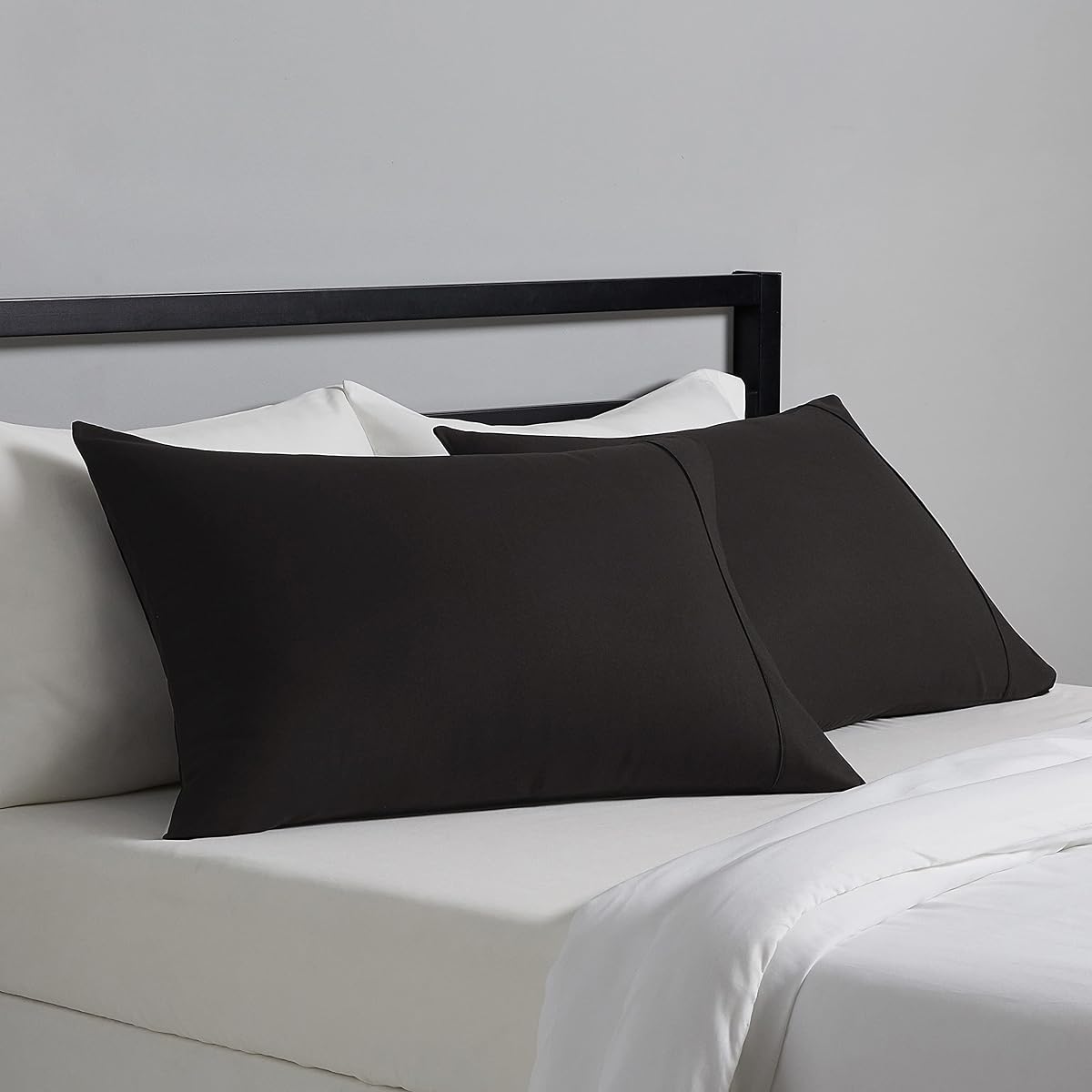 Standard Pillowcases Set of 2 - Lightweight, Super Soft Easy Care Microfiber, Black, 30" L x 20" W, Pillows Not Included
