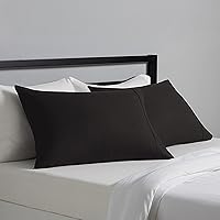 Amazon Basics Super Soft Microfiber Standard Pillowcases Black 20x30 Inch Set of 2 - Lightweight Cozy Bedding for Restful Sleep
