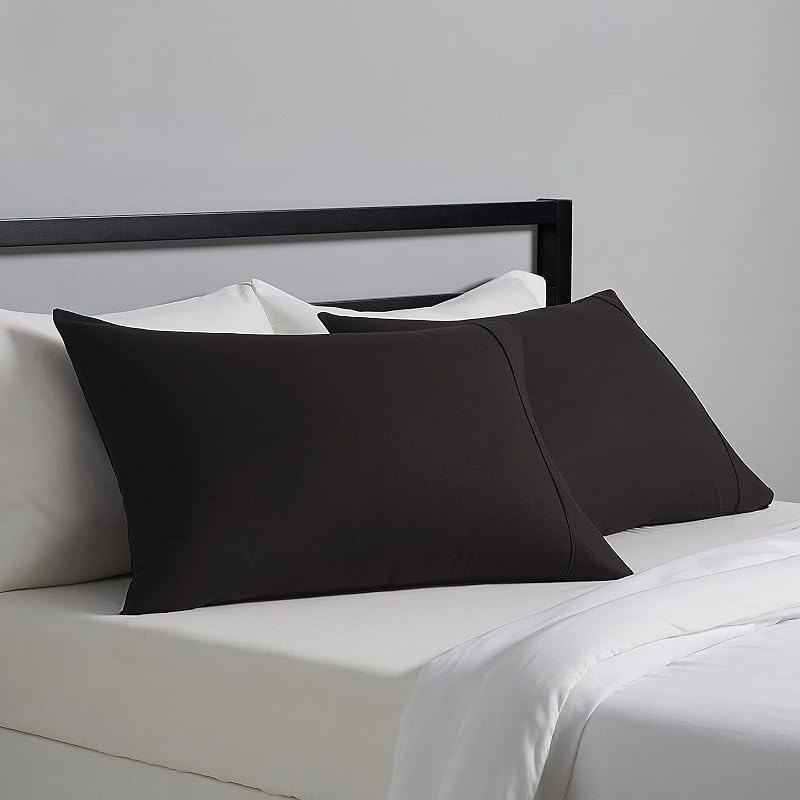 Standard Pillowcases Set of 2 - Lightweight, Super Soft Easy Care Microfiber, Black, 30" L x 20" W, Pillows Not Included