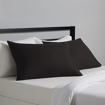 Amazon Basics Standard Pillowcases Set of 2 - Lightweight, Super Soft Easy Care Microfiber, Black, 30" L x 20" W, Pillows Not Included