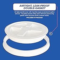 Vista 6 de Cubo de 5 galones con tapa hermética con sello gamma, almacenamiento de grado alimenticio, plástico HPDE de alta calidad, libre de BPA, cubo