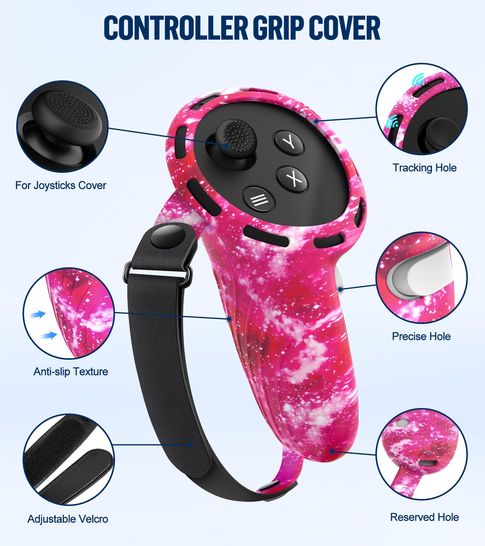 Juego de fundas de silicona compatibles con Oculus/Meta Quest 3, funda de agarre para controlador táctil, cubierta de carcasa de realidad virtual, cubierta de interfaz facial, cubierta