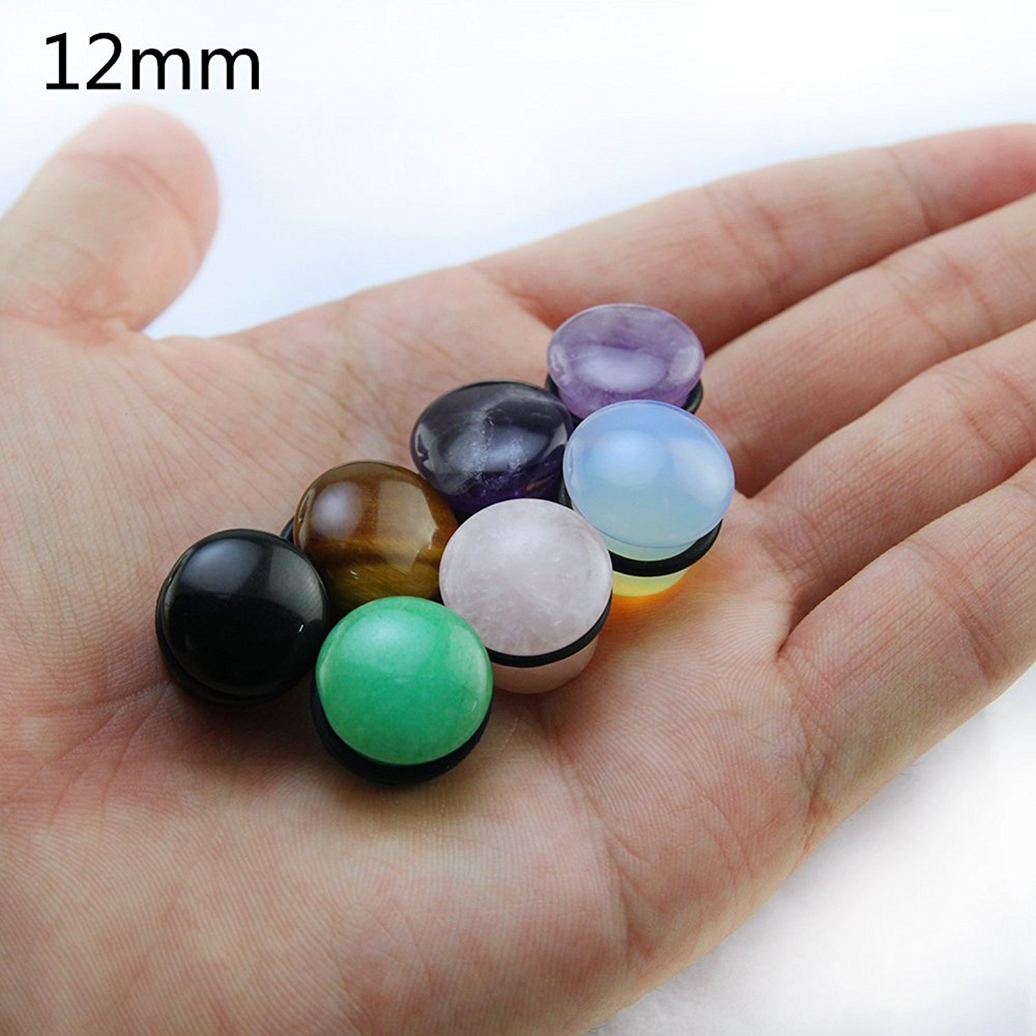 6 paia miste orecchio Flare singola pietra Plugs Expander tunnel Calibri Silicone O-Ring