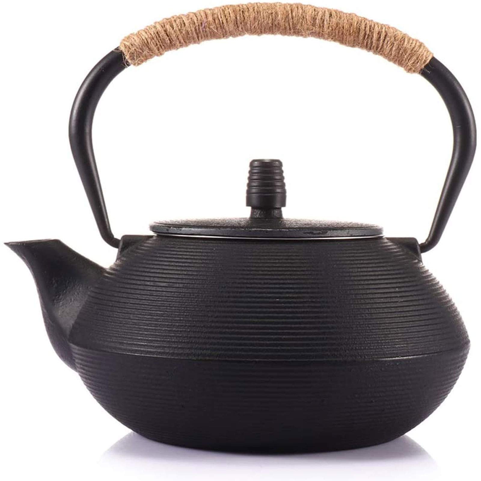 MGEMJMJ 900ml Japanese Style Tetsubin Tea Kettle Set, Cast Iron Teapot With Stainless Steel Infuser, Black