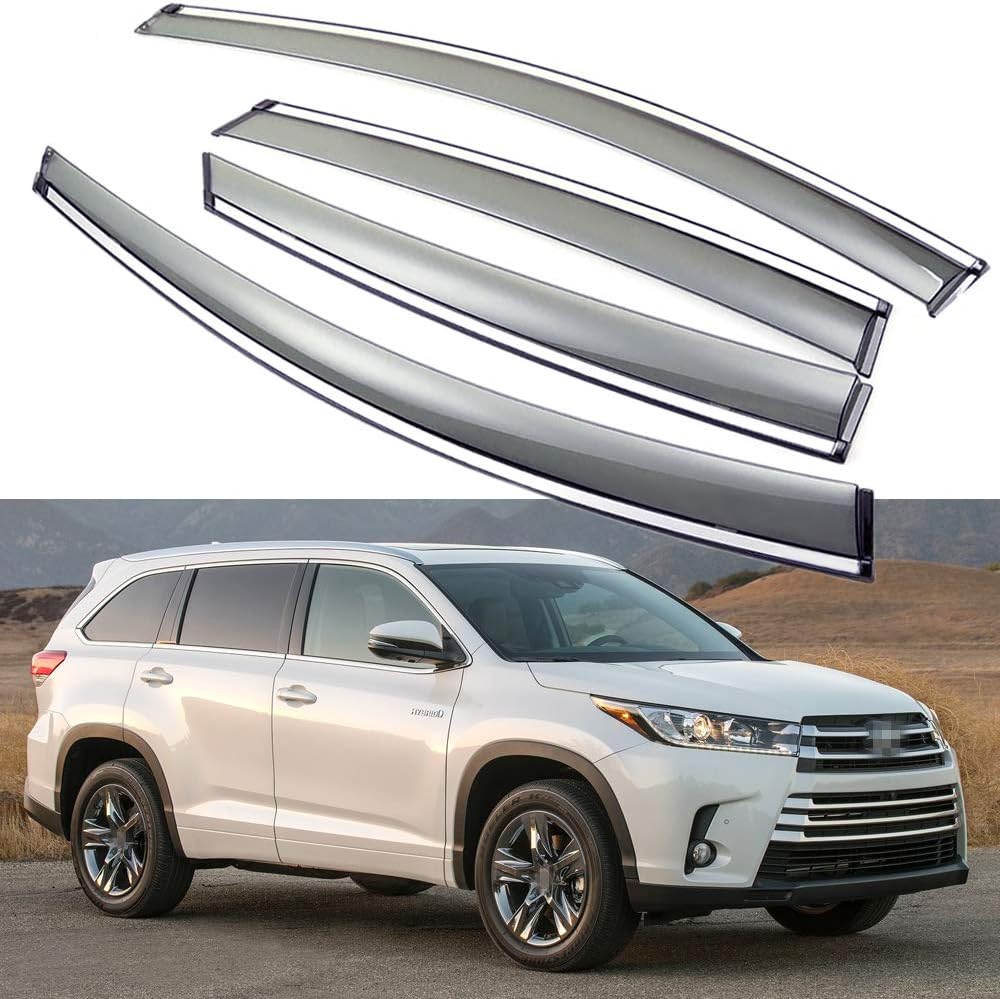 SPEEDLONG Car Window Visor Vent Shade Deflector Sun/Rain/Fog Guards Compatible with Toyota Highlander 2014 2015 2016 2017 2018 2019 (2014-2019 Toyota Highlander)