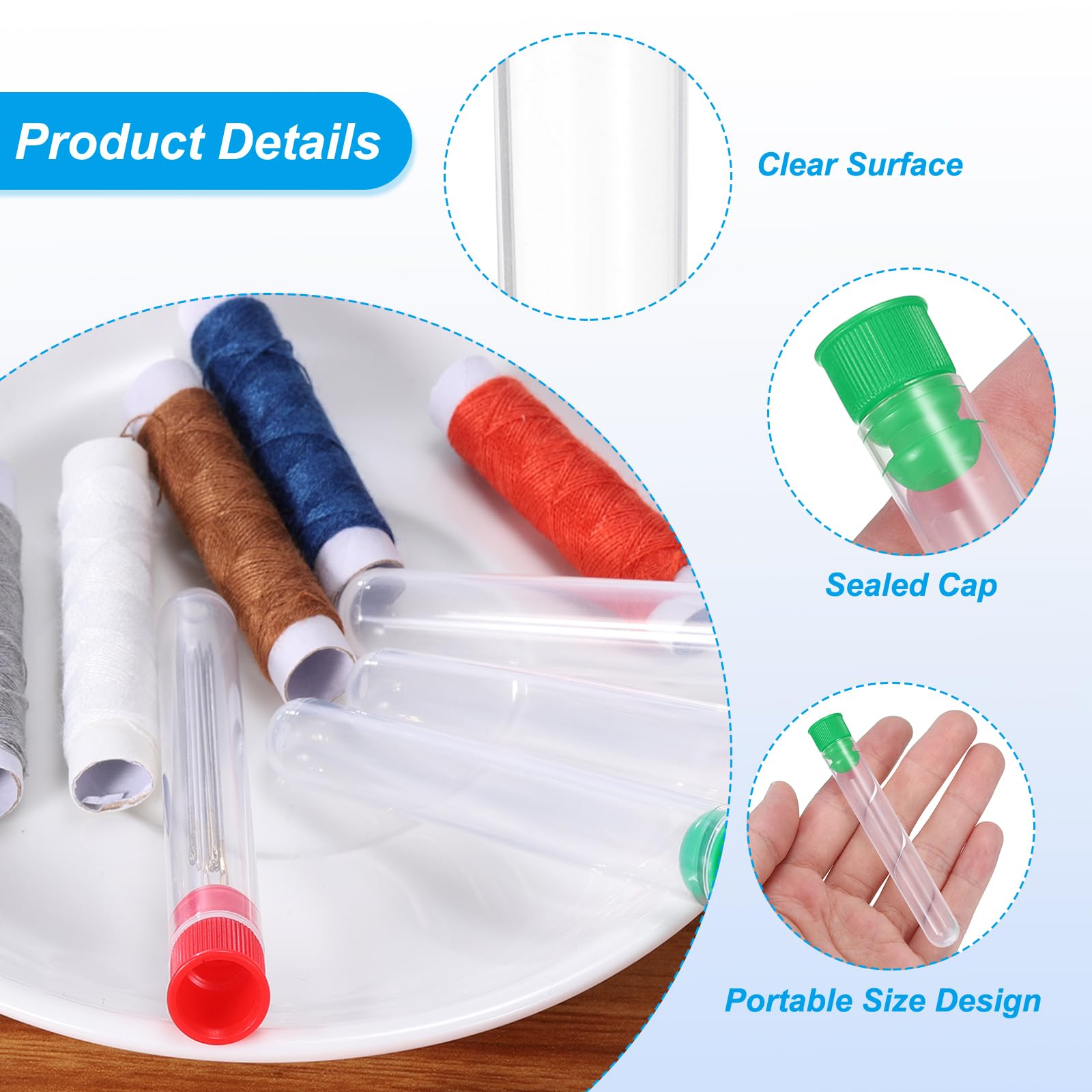 PATIKIL 3" Length Plastic Sewing Needle Storage Holder, 10 Pcs Portable Matte Embroidery Needle Pin Toothpick Storage Tubes Case for Craft Knitting, Green - Image 3