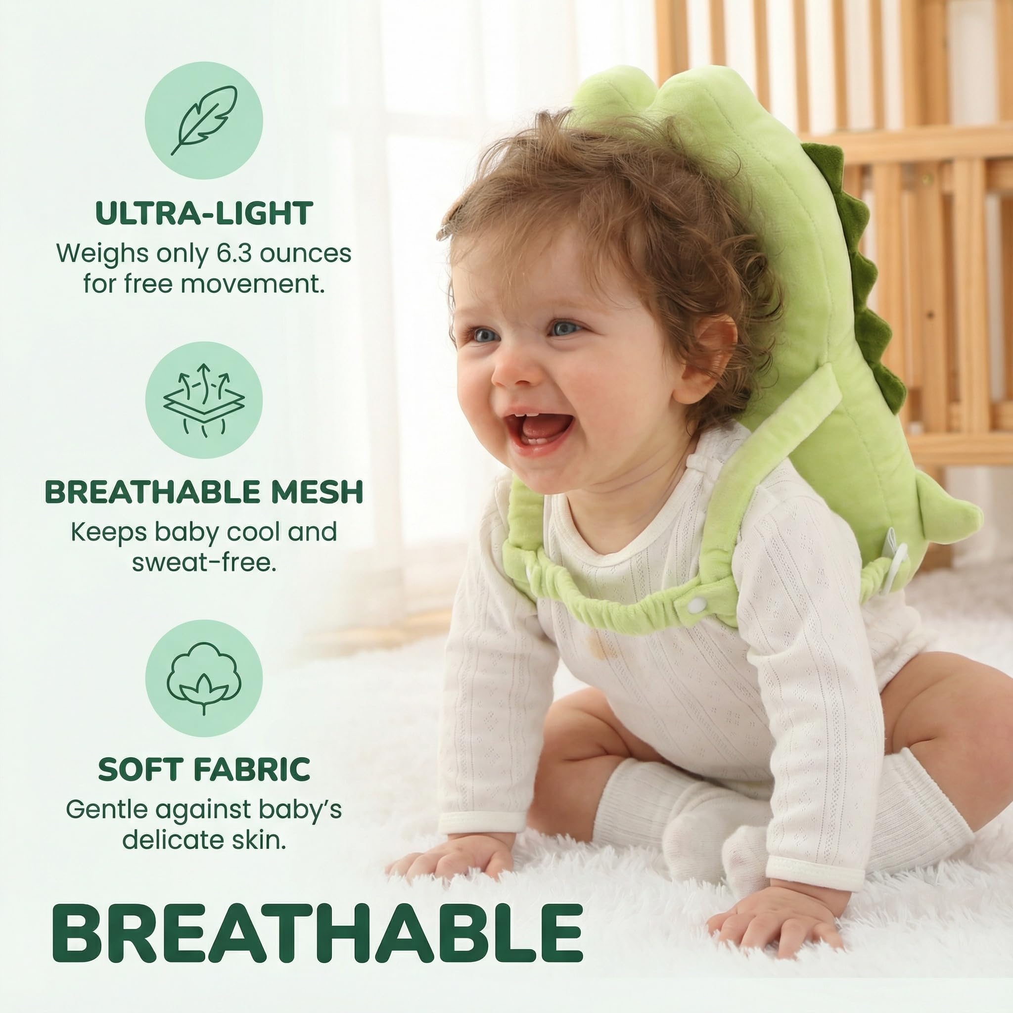 Mochila protectora de cabeza de bebé, almohadillas suaves y ligeras, evita que los bebés caigan hacia atrás