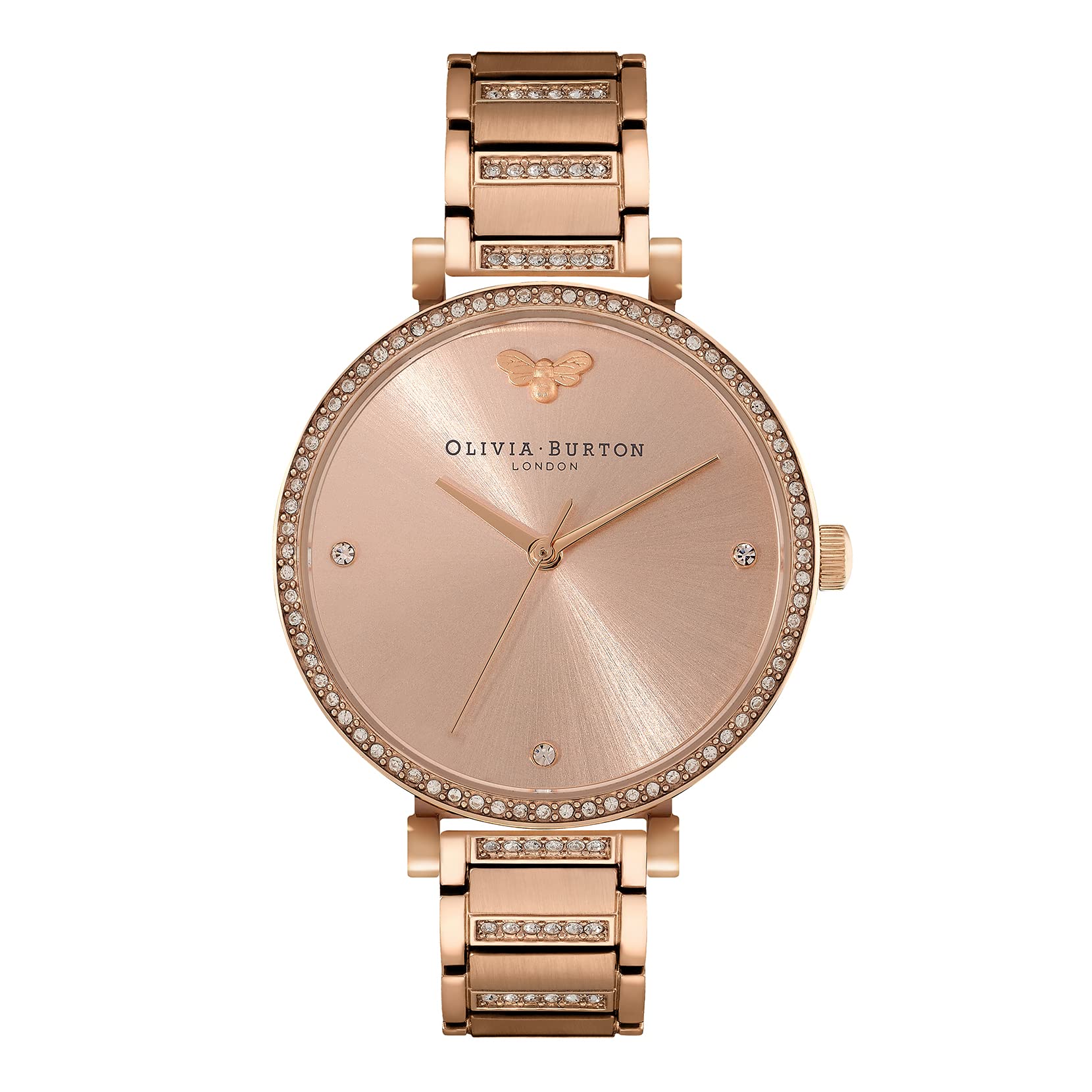 Olivia burton Belgrave Qtz Basic Blush Sunray & Stone & Bee Round Dial Womens Watch|Ionic Plated Carnation Gold Steel & Crystals Material|Gold Color Band - 24000003 (B0BJNYQ4BQ) Amazon Price History, Amazon Price Tracker